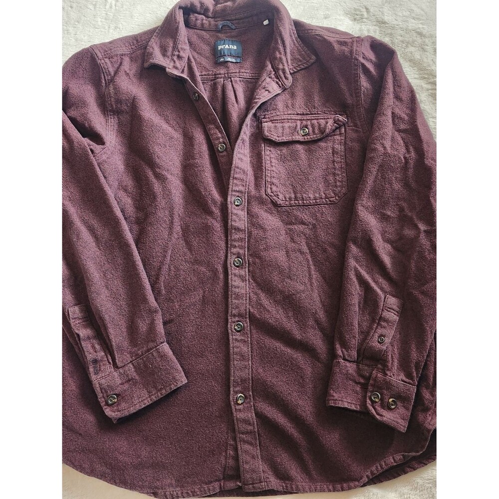 prAna Men's Long-Sleeve Button Front Jacket Shirt - Burgundy